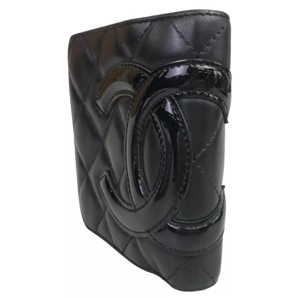 CHANEL Wallet Bifold wallet Cambon line Black Coco mark Leather Authentic - Picture 3 of 16